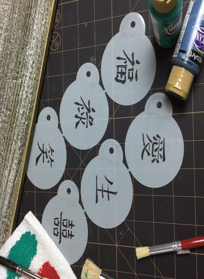 Designer Stencils C803 Chinese Characters Stencil Set, Mini, Beige/Semi-Transparent - Image 2