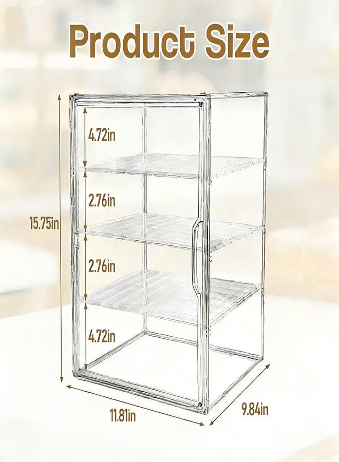 HALAGAS Cookie Display Stand, 4 Tier Acrylic Cookie Stand for Bakers & Vendors, Market Booths, Craft Fairs and Events, Tiered Cookie Display with Magnetic Door for Donuts Cupcakes Muffins Pastries - Image 2