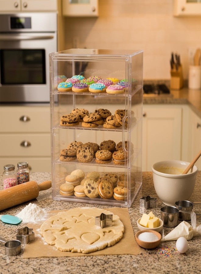 HALAGAS Cookie Display Stand, 4 Tier Acrylic Cookie Stand for Bakers & Vendors, Market Booths, Craft Fairs and Events, Tiered Cookie Display with Magnetic Door for Donuts Cupcakes Muffins Pastries - Image 3