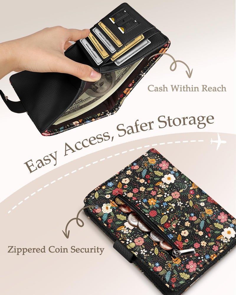 Slohif Passport Wallet Holder Cover for Travel - Women Men RFID Blocking Passport Book Case Protector, Colorful Cute Flower Leather Personalized Organizer Slim Carrier Boarding Pass Cards Slots - Image 4