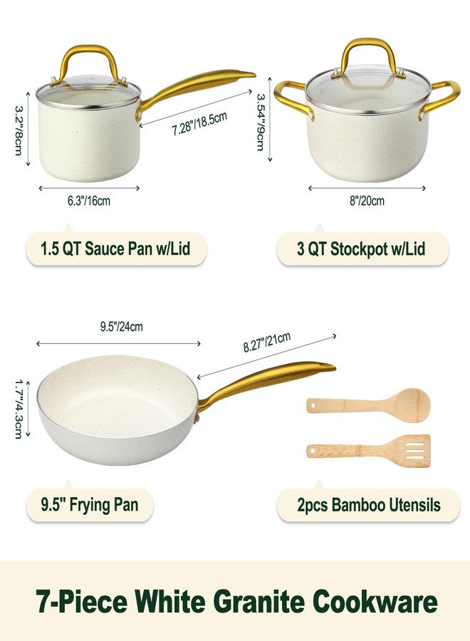 M MELENTA Pots and Pans Set, 7 Piece Nonstick Cookware Set with Golden Handle - Image 2