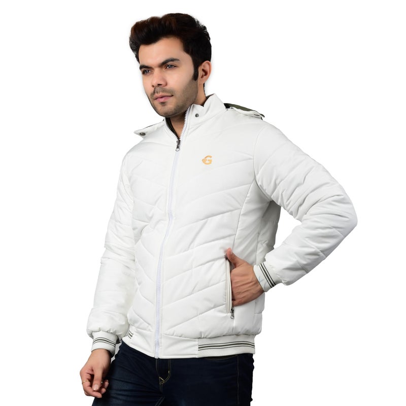 QUARK Unisex Reversible Jacket in GLD Material best for Winterwear/Hiking/Biking/Camping/Mountaineering(Control Temperature up to 3 Degree Celsius.)(3°C)(Color:-White & Green)(Size :- XL) - Image 4
