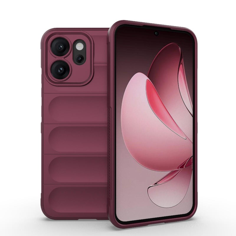 For OPPO Reno14 F Magic Shield TPU + Flannel Phone Case(Wine Red) - Image 1