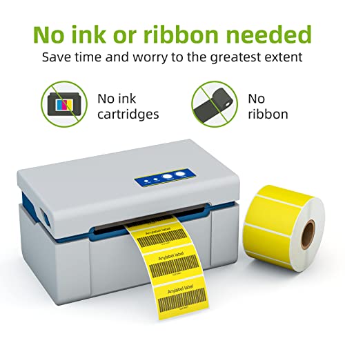 Anylabel 2.25" x 1.25" Yellow Direct Thermal Labels, Replacement for Self-Adhesive Address Shipping Barcode Thermal Stickers, Compatible with Rollo & Zebra Thermal Label Printer(1 Roll, 1000 Labels) - Image 4