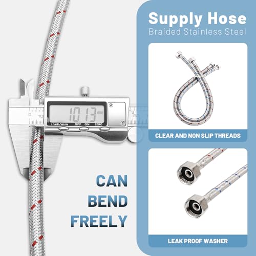 BWE 32" Length Faucet Connector, Braided Stainless Steel - 3/8" Female Compression Thread x 1/2" I.P. Female Straight Thread, x 2 Pcs (1 Pair) - Image 3