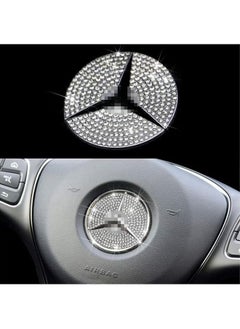 HY Steering Wheel Logo Caps Compatible with for Benz, DIY Diamond Crystal Emblem Accessories Interior Decorations for Women, Fit for Benz C E S CLA GLA GLK Class(45mm)  - Image 3