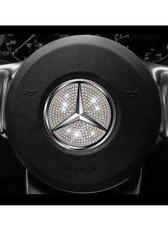 HY Steering Wheel Logo Caps Compatible with for Benz, DIY Diamond Crystal Emblem Accessories Interior Decorations for Women, Fit for Benz C E S CLA GLA GLK Class(45mm)  - Image 5
