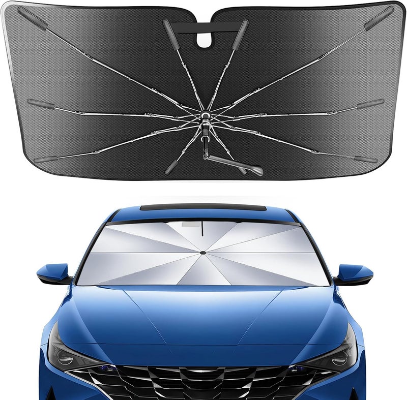 Epltion Portable Windshield Sunshade Umbrella for Hyundai Elantra 2021-2025 - 2 in 1 Ice Crystal Durable Compact Shade - Image 1