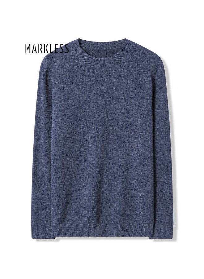 Markless Men's Sweater, Autumn And Winter Warm Round Neck Knit Pullover Casual Inner Layer Base Shirt 0710 Dark Gray Blue Xxl - Image 2