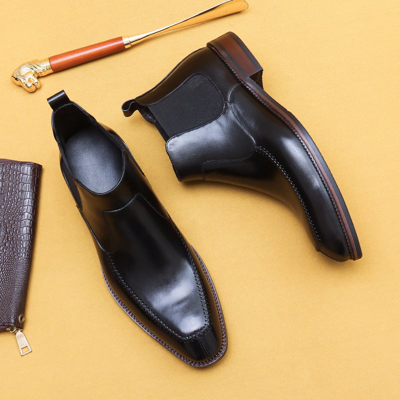 [Vip Exclusive] High-Top Leather Shoes, Men's Trendy Shoes, Genuine Leather British Business Formal Cowhide Boots, Winter Boots - Image 4