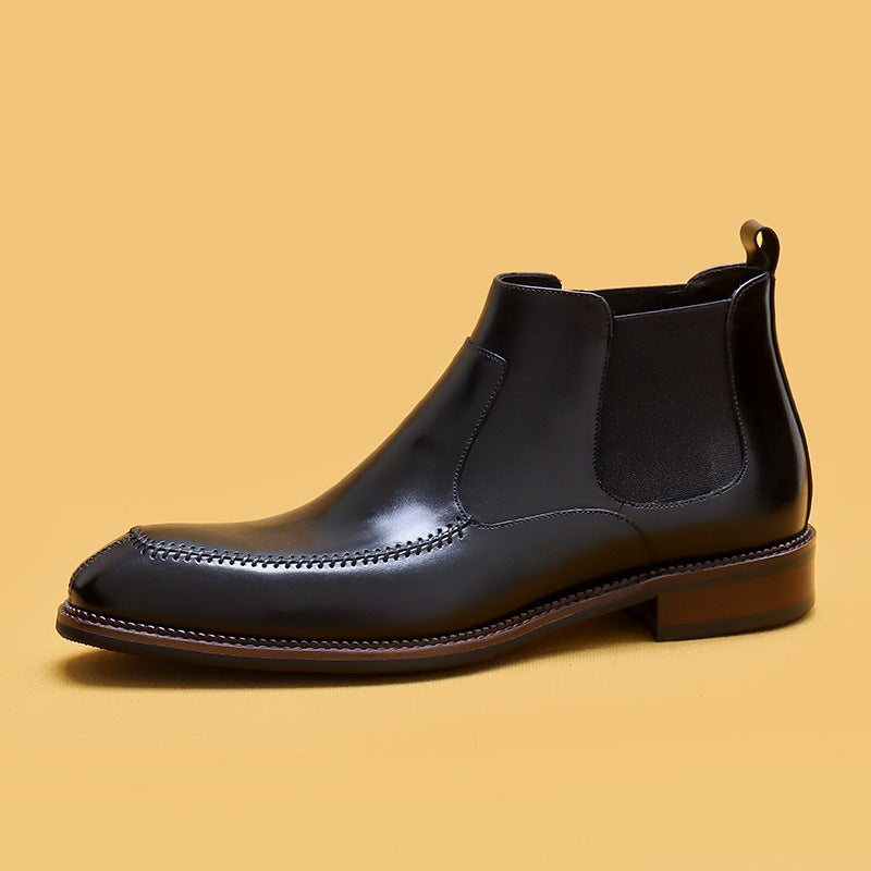 [Vip Exclusive] High-Top Leather Shoes, Men's Trendy Shoes, Genuine Leather British Business Formal Cowhide Boots, Winter Boots - Image 1