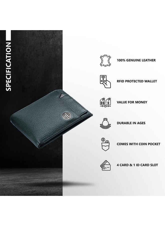 HAMMONDS FLYCATCHER HAMMONDS FLYCATCHER Genuine Leather Wallet for Men - RFID Protected Leather Purse for Men, Money Purse for Men, Bi-Fold Wallet - 6 Card Slots, 1 Card Case, Coin Pocket, Hidden Pockets - Green  - Image 3