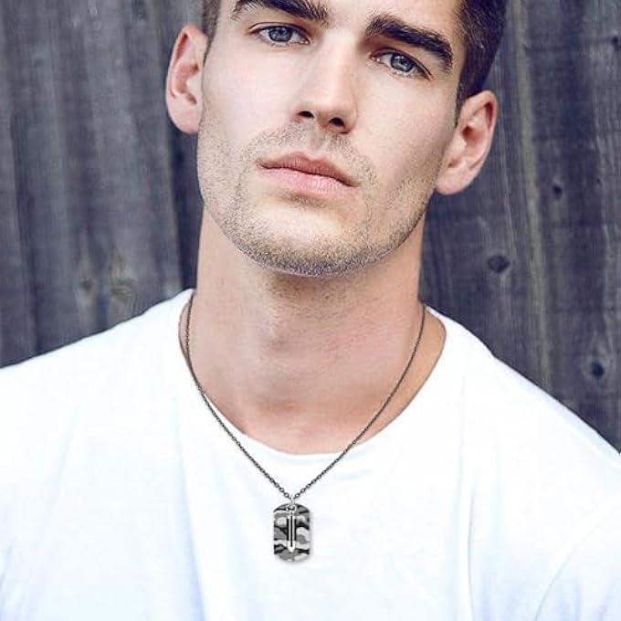 rayihni Men'S Stainless Steel Camouflage Dog Tag Necklaces, Creative Bullet Pendant For Boys Personalised Locket Chain For Teenagers - Image 2