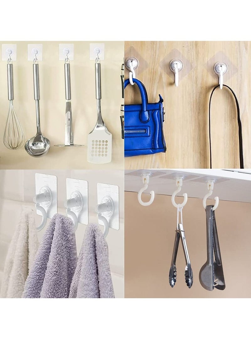 Clear Self Adhesive Hooks 360 Degree Rotatable for Bathroom Kitchen Shower Tile Glass Window Set of 8