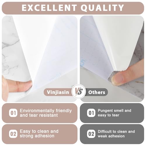 Vinjiasin Glossy Marble Contact Paper Peel and Stick Wallpaper Granite Self Adhesive Waterproof Countertop Vinyl Wrap Removable Decorative Film for Kitchen Cabinets Bathroom 236 x 118 - Image 3