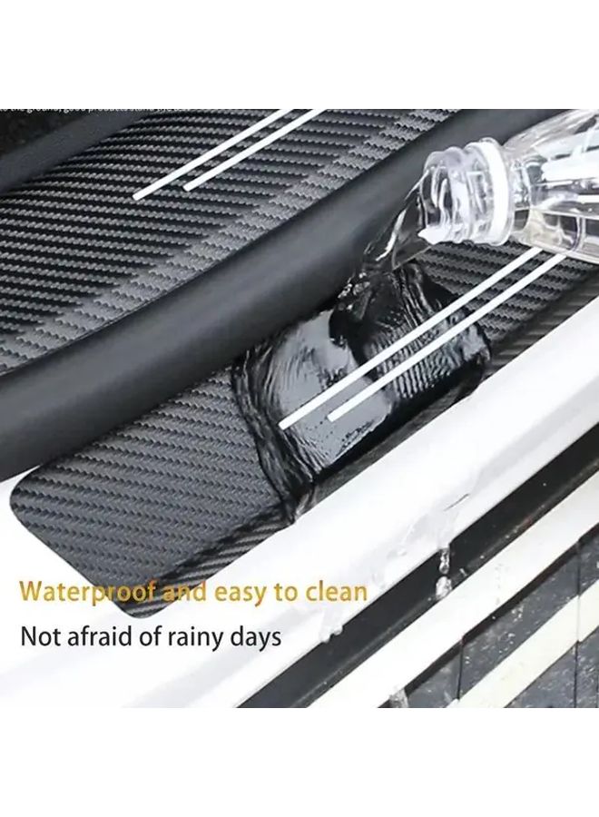 Red Line 4 Door Sills Carbon Fiber Leather Protection Strip Durable Car Accessory - Image 3