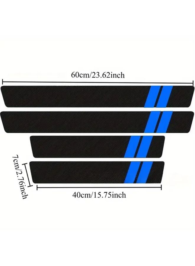 Red Line 4 Door Sills Carbon Fiber Leather Protection Strip Durable Car Accessory - Image 4