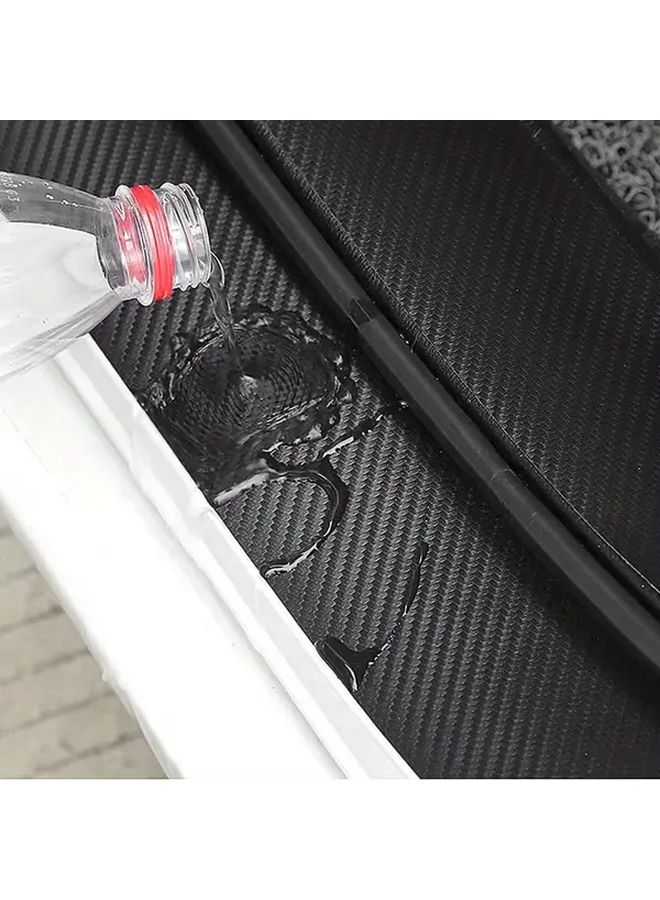 Red Line 4 Door Sills Carbon Fiber Leather Protection Strip Durable Car Accessory - Image 2