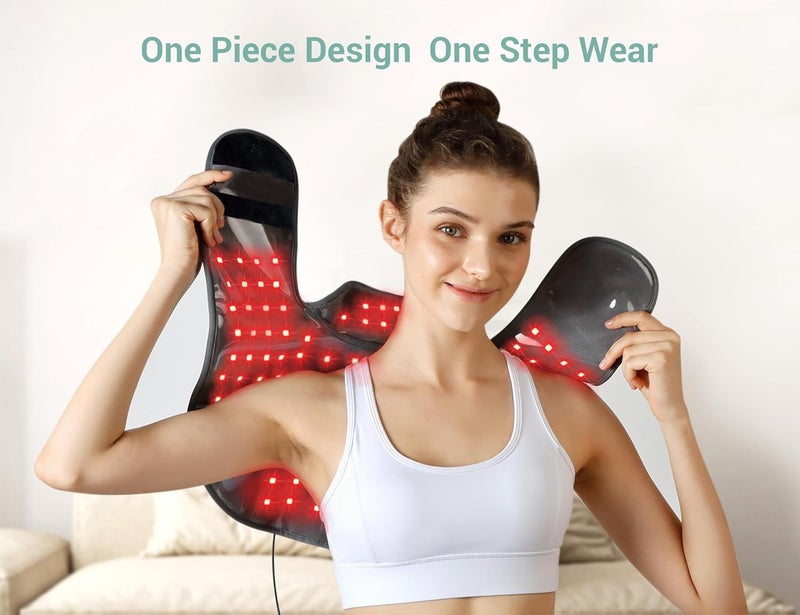 Comfytemp علاج الضوء الأحمر من كومفيتمب لتخفيف آلام الرقبة والكتف والظهر مع 162 مصباح LED وسادة علاج الضوء تحت الحمراء للجسم مرنة بلف الضوء القريب 660 نانومتر 850 نانومتر - Image 2