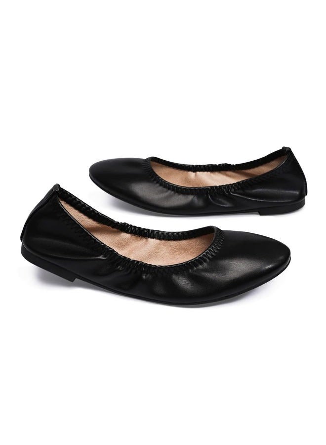 LM Women's Ballet Flats Round Toe Slip On Flats Shoes Casual Dress Shoes Foldable Portable Travel Ballet Flat (7, Black) - Image 5