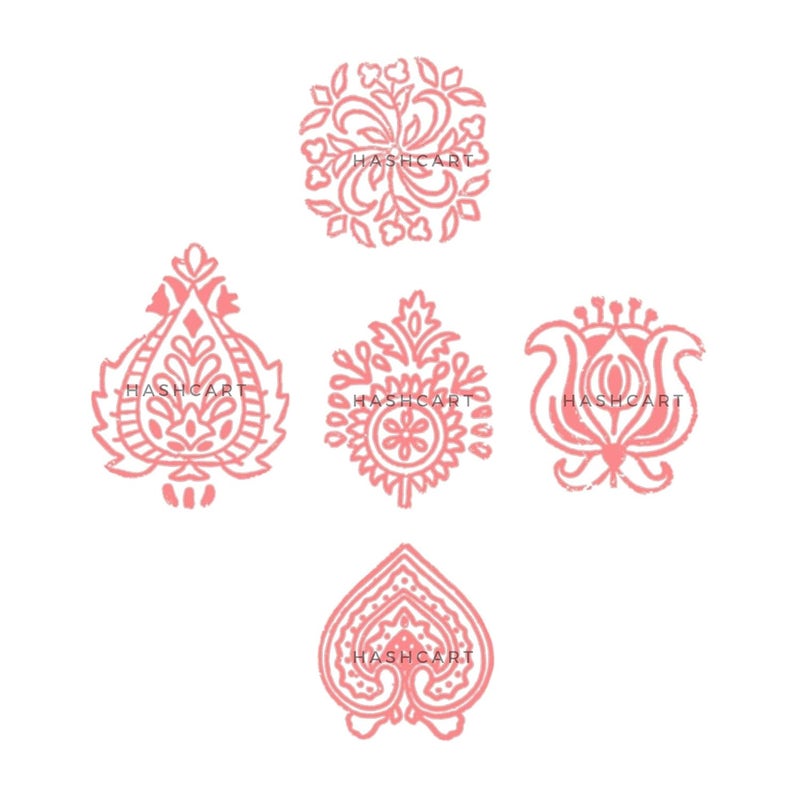 TWOGRAMS | Set of 5 | Floral Design Printing Stamps/Blocks for Printing Saree Border, Art Work, Craft Card Making, Scrapbook, Clay Pottery, Kids - Image 3