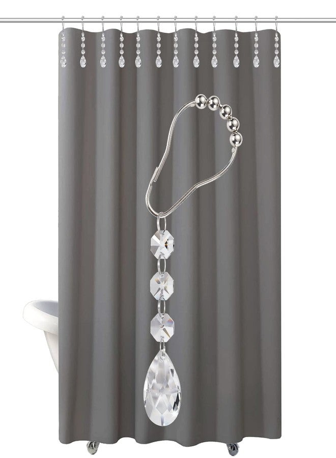 Yapicoco Shower Curtain Hooks Rings for Bathroom, 12PCS Gemstone Crystal Bead Water Drop Stainless Steel Rust Resistant Clear Shower Curtain Rings (Clear) - Image 5