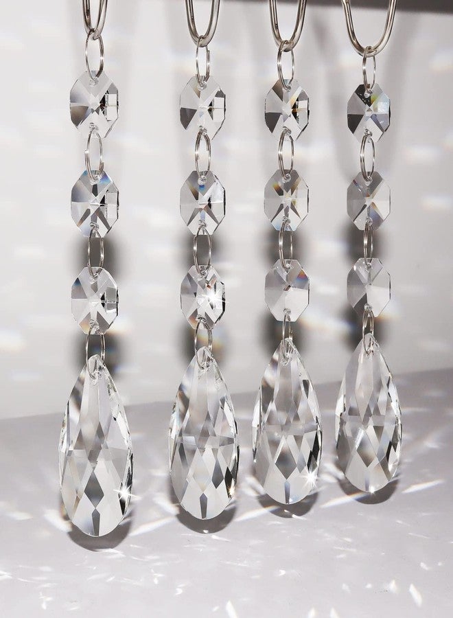 Yapicoco Shower Curtain Hooks Rings for Bathroom, 12PCS Gemstone Crystal Bead Water Drop Stainless Steel Rust Resistant Clear Shower Curtain Rings (Clear) - Image 2