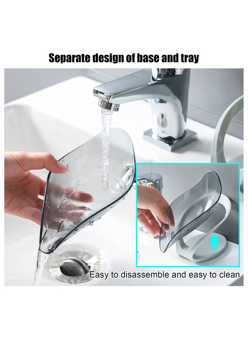 SYOSI Soap Dish Holder Self Draining Bar Saver with Suction Cup Leaf Shape for Shower Bathroom Tub Kitchen Sink Plastic Tray 2Pcs - Image 3