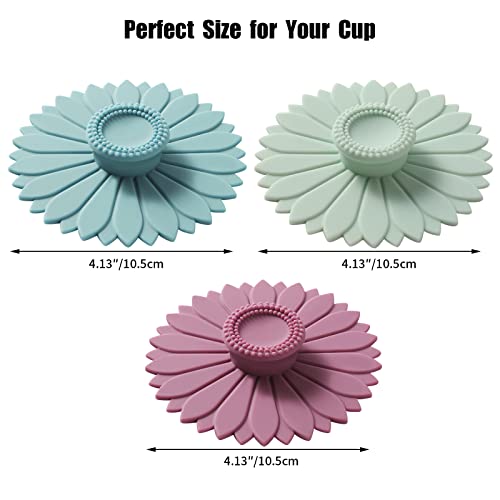 Keweilian Sunflower Silicone Cup Covers (Set of 3) ， Multicolored Silicone Lids for Mugs, Cups, Tea Pots,Flexible Mug Covers，Hot Cup Lids for Coffee & Tea - Image 2