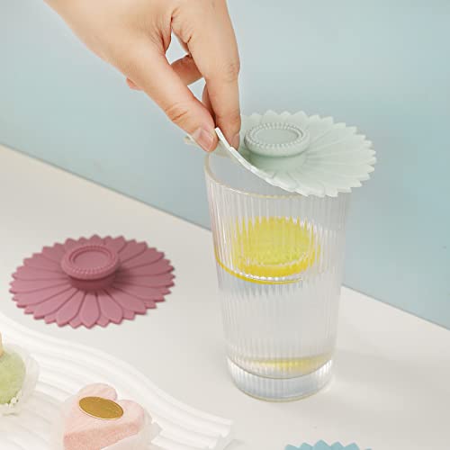 Keweilian Sunflower Silicone Cup Covers (Set of 3) ， Multicolored Silicone Lids for Mugs, Cups, Tea Pots,Flexible Mug Covers，Hot Cup Lids for Coffee & Tea - Image 4