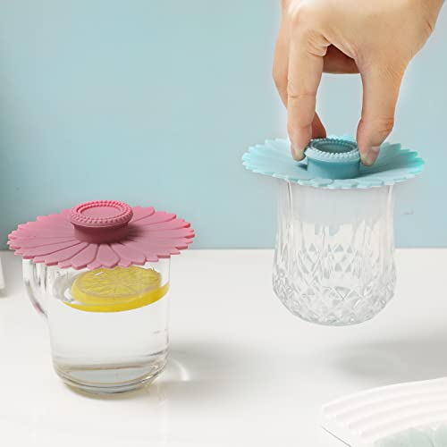 Keweilian Sunflower Silicone Cup Covers (Set of 3) ， Multicolored Silicone Lids for Mugs, Cups, Tea Pots,Flexible Mug Covers，Hot Cup Lids for Coffee & Tea - Image 5