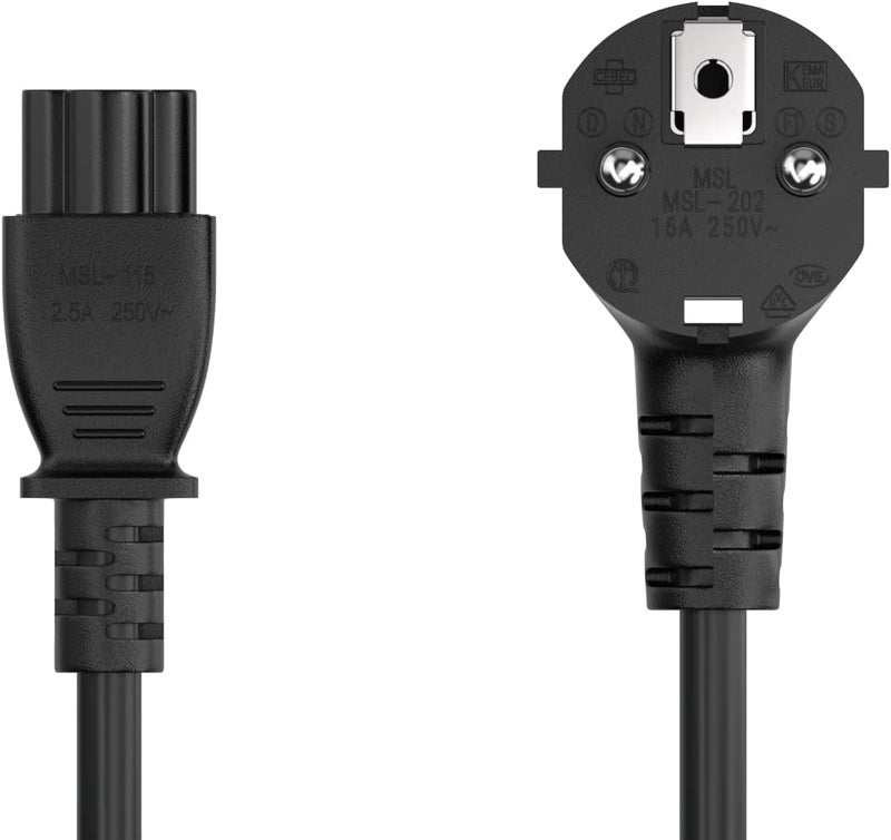 Cable Leader CableLeader 6ft CEE 7/7 to IEC320 C5 Right Angle European Schuko Power Cord for Notebook 18AWG 10A/250V, 3-Prong European Travel Plug, Power Cord for Type C Outlet Italy Spain Germany France EU, Black - Image 3