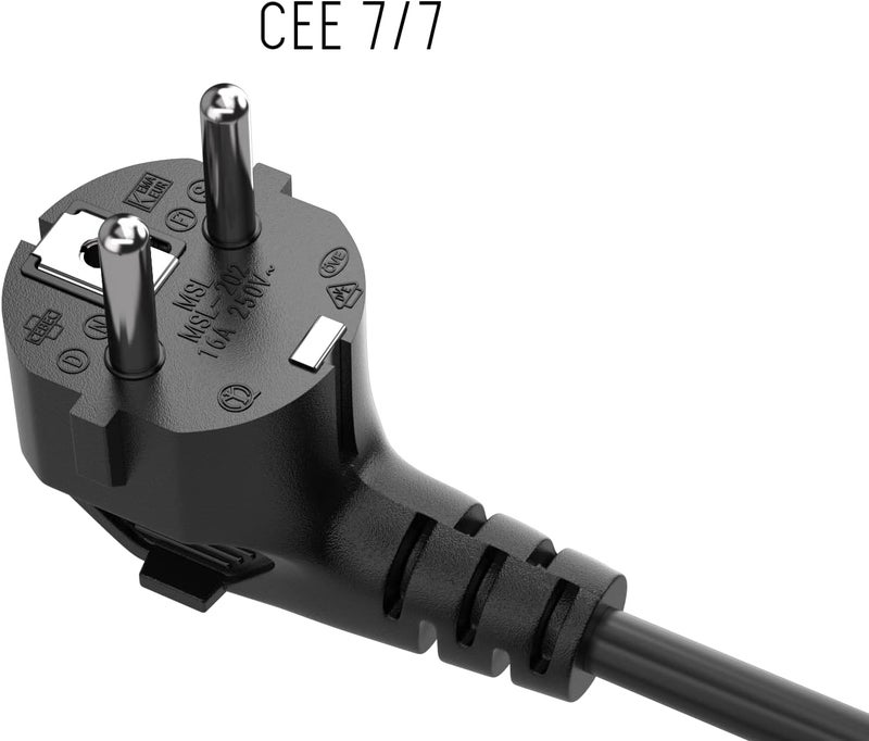 Cable Leader CableLeader 6ft CEE 7/7 to IEC320 C5 Right Angle European Schuko Power Cord for Notebook 18AWG 10A/250V, 3-Prong European Travel Plug, Power Cord for Type C Outlet Italy Spain Germany France EU, Black - Image 4