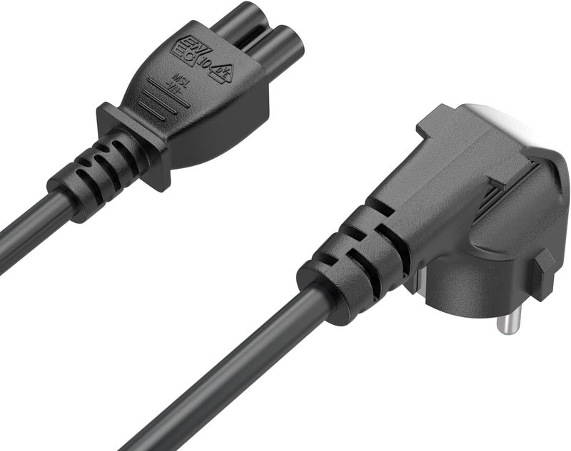 Cable Leader CableLeader 6ft CEE 7/7 to IEC320 C5 Right Angle European Schuko Power Cord for Notebook 18AWG 10A/250V, 3-Prong European Travel Plug, Power Cord for Type C Outlet Italy Spain Germany France EU, Black - Image 2