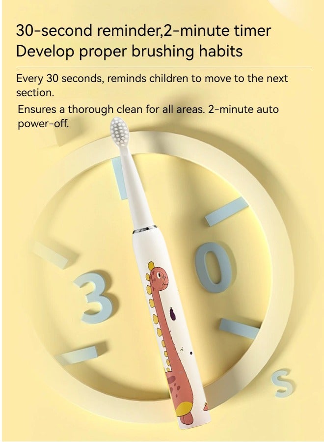 Kids Sonic Electric Toothbrush ,Boys Girls Age 3-12 with 30s Reminder, 2 Minutes Timer ,20,000/Min Motor, 3 Modes, 100 Day Battery, IPX7 Waterproof - Image 3