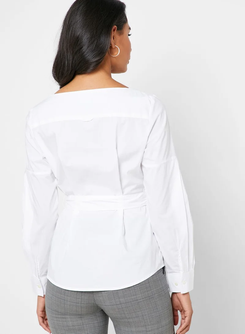 GANT Belted Scoop Neck Top