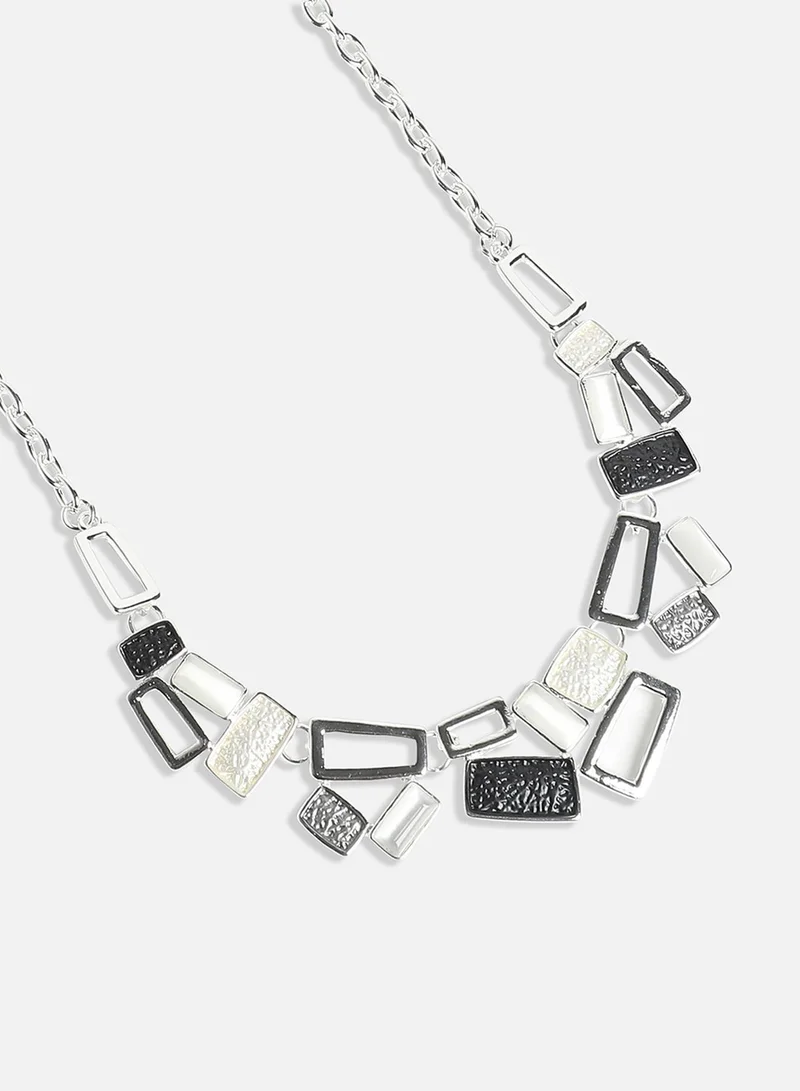 SOHI Black & Dented Geometrical Artificial Necklace Jewellery