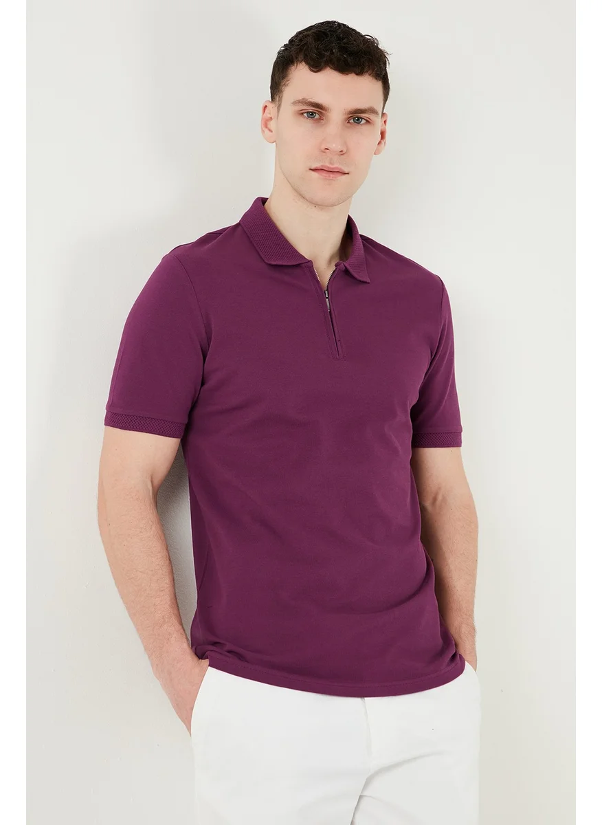 Buratti Cotton Regular Fit Half Zipper Polo Neck T Shirt Men's Polo Neck T Shirt 5903008