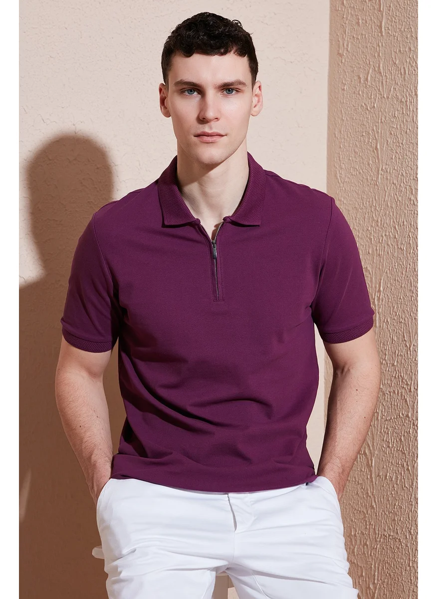 Buratti Cotton Regular Fit Half Zipper Polo Neck T Shirt Men's Polo Neck T Shirt 5903008