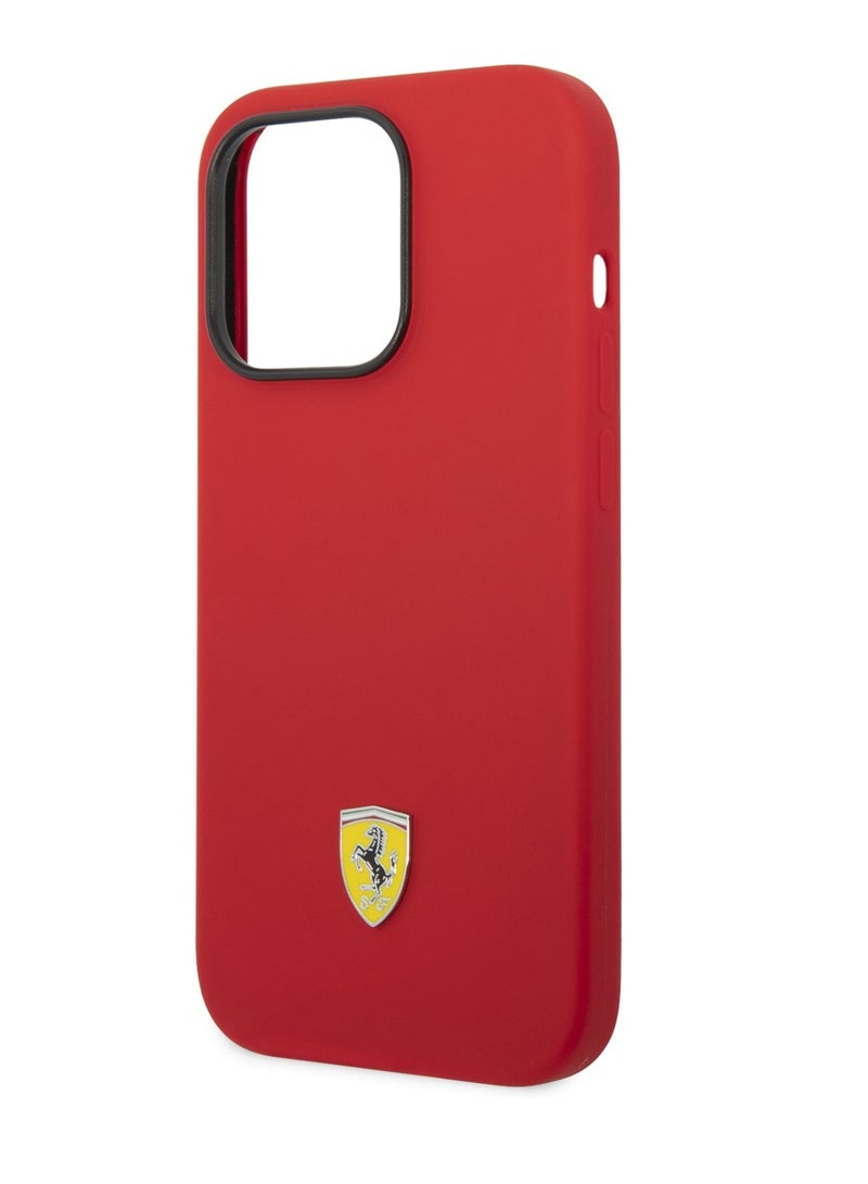 Ferrari Magsafe Silicone Metal Logo Hard Case for iPhone 14 Pro (6.1") - Red - Image 1