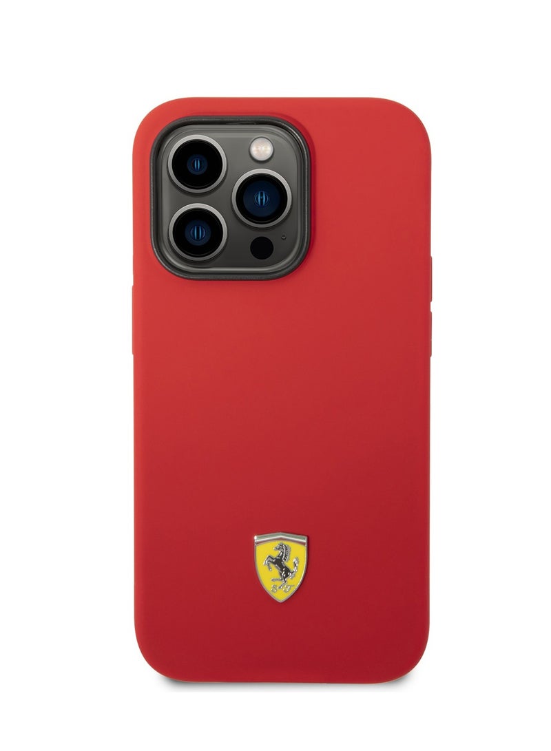 Ferrari Magsafe Silicone Metal Logo Hard Case for iPhone 14 Pro (6.1") - Red - Image 2