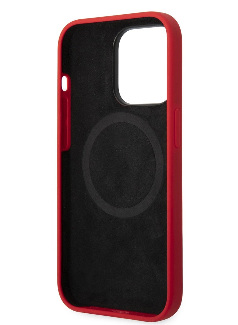 Ferrari Magsafe Silicone Metal Logo Hard Case for iPhone 14 Pro (6.1") - Red - Image 3