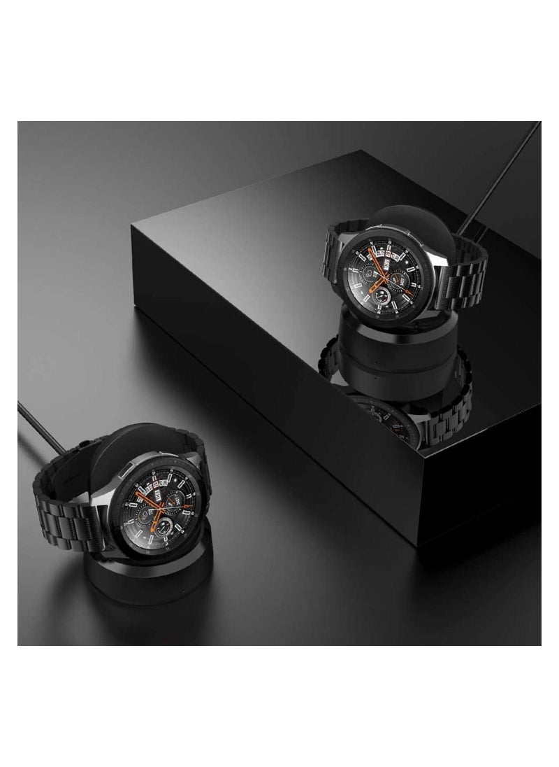 Charger for Samsung Galaxy Watch 42mm 46mm, Wireless Fast Charger Dock for Samsung Galaxy Smart Watch gear S3 Portable Charging Cradle Dock Charger stand with USB Cable(Black) - Image 5