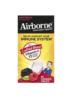 Airborne AirBorne, Immune Support Supplement, Very Berry, 64 Chewable Tablets  - Image 1