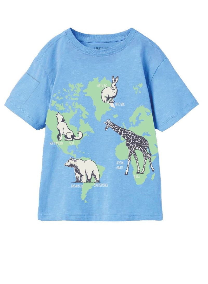 AIKO - Boys Stylish Printed Earth T-Shirt - Image 3