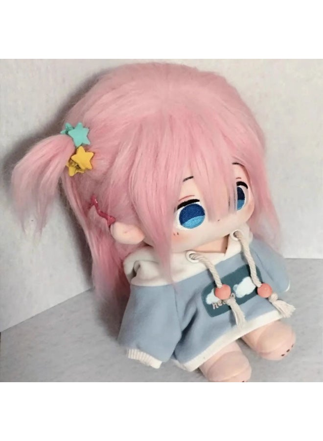 Cotton Doll 20cm Bone Nude Doll Cute Doll Doll Clothes Dress-up Toy Girl Friend Birthday Gift-Specifications:20cm Skeleton Installed-Color:Goto Nude Baby + Hairstyle + Blue Long Cloud Sweater - Image 1