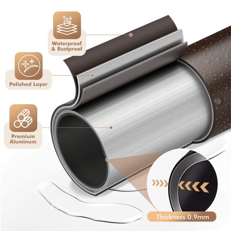 Bonpally Curved Shower Curtain Rod for Bathroom, 40-72 Inches Adjustable Curved Shower Rod, 0.9MM Aluminum Shower Curtain Rod with Rotating Brackets for Extra Shower Space, Need to Drill, Bronze - Image 5