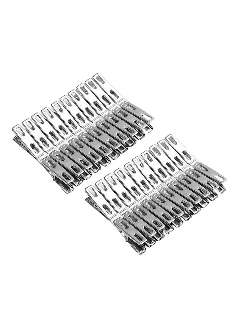Oasisgalore 40Pcs Stainless Steel Clothes Clips Metal Laundry Pegs Towel Sock Clothespins Food Sealing Photos Hanger - Image 1