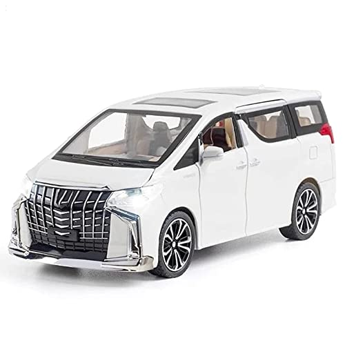 DEZICON 1:24 Scale Alphard Toy Car for Kids Diecast Metal Cars with Light Sound Pull Back Openable Door Car Toy, White - Image 1