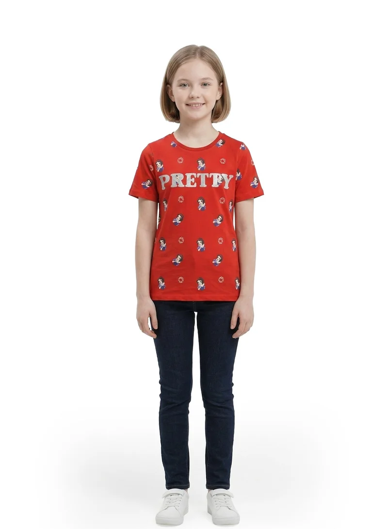 ديزني Teen Girls Snow White “Pretty” Printed Oversized T-Shirt